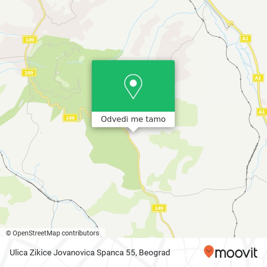 Ulica Zikice Jovanovica Spanca 55 mapa