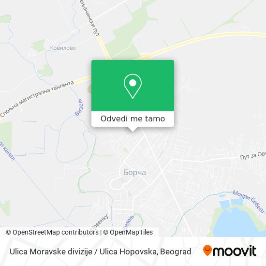 Ulica Moravske divizije / Ulica Hopovska mapa