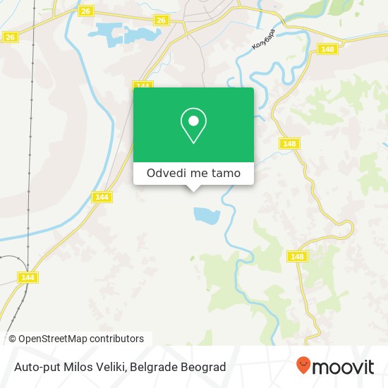 Auto-put Milos Veliki mapa