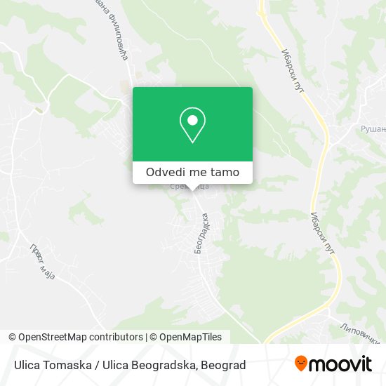 Ulica Tomaska / Ulica Beogradska mapa