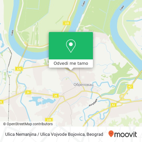 Ulica Nemanjina / Ulica Vojvode Bojovica mapa