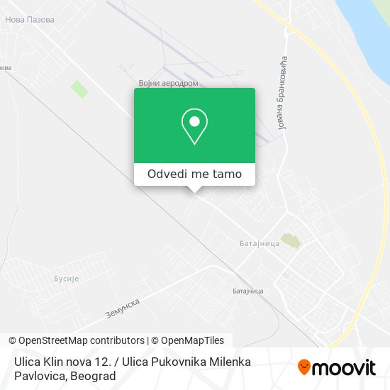 Ulica Klin nova 12. / Ulica Pukovnika Milenka Pavlovica mapa