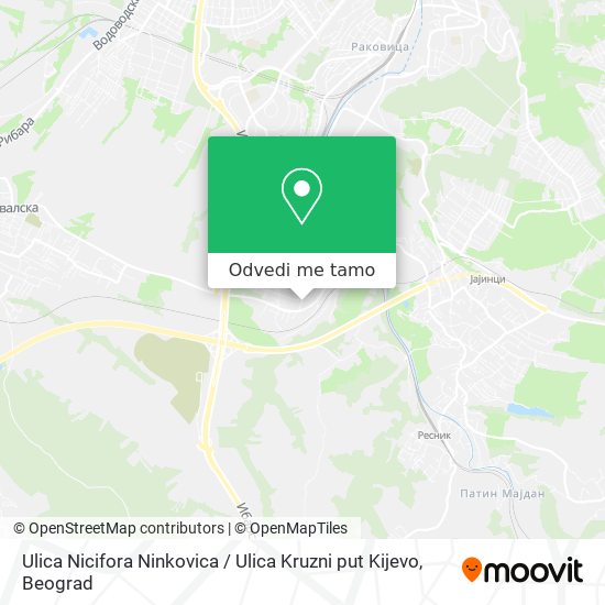 Ulica Nicifora Ninkovica / Ulica Kruzni put Kijevo mapa