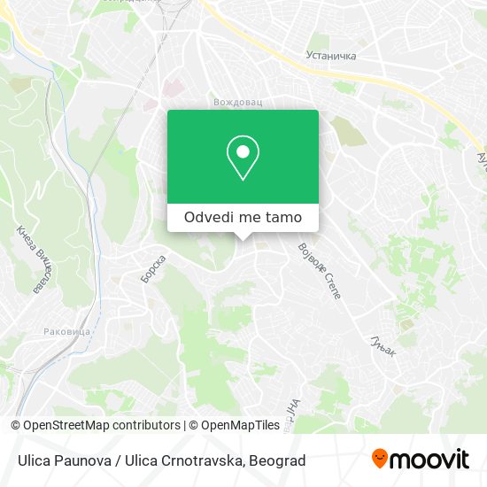 Ulica Paunova / Ulica Crnotravska mapa