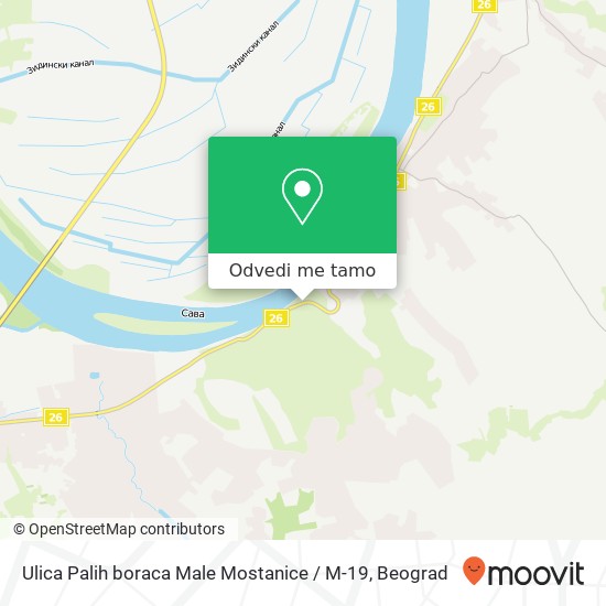 Ulica Palih boraca Male Mostanice / M-19 mapa