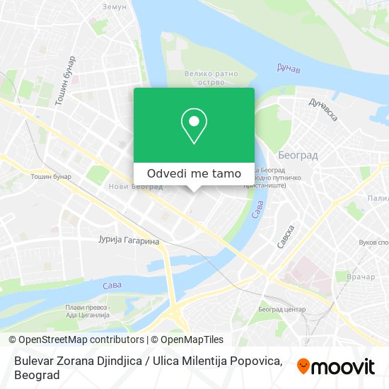Bulevar Zorana Djindjica / Ulica Milentija Popovica mapa