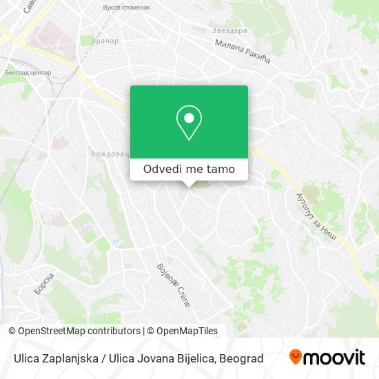 Ulica Zaplanjska / Ulica Jovana Bijelica mapa