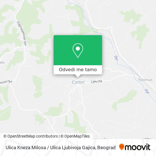Ulica Kneza Milosa / Ulica Ljubivoja Gajica mapa