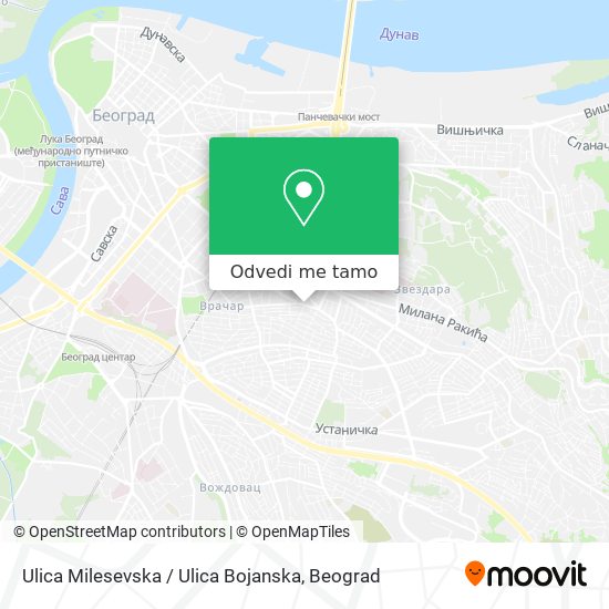 Ulica Milesevska / Ulica Bojanska mapa