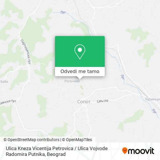 Ulica Kneza Vicentija Petrovica / Ulica Vojvode Radomira Putnika mapa