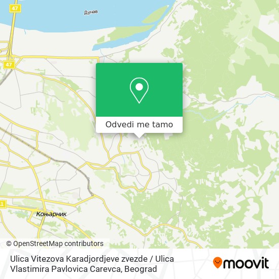 Ulica Vitezova Karadjordjeve zvezde / Ulica Vlastimira Pavlovica Carevca mapa