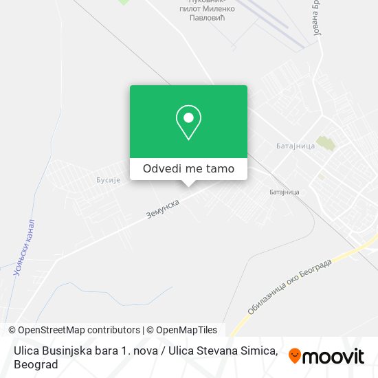 Ulica Businjska bara 1. nova / Ulica Stevana Simica mapa