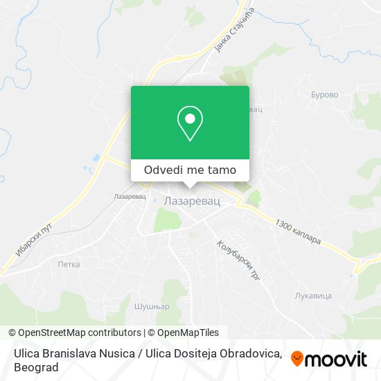 Ulica Branislava Nusica / Ulica Dositeja Obradovica mapa