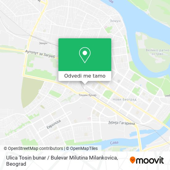 Ulica Tosin bunar / Bulevar Milutina Milankovica mapa