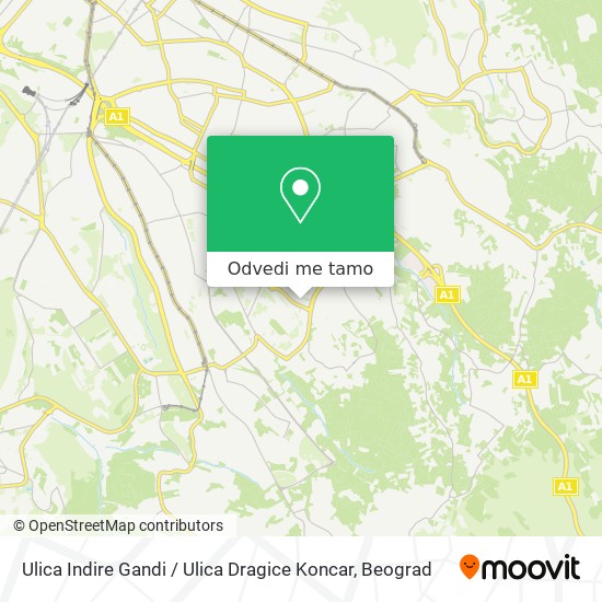 Ulica Indire Gandi / Ulica Dragice Koncar mapa