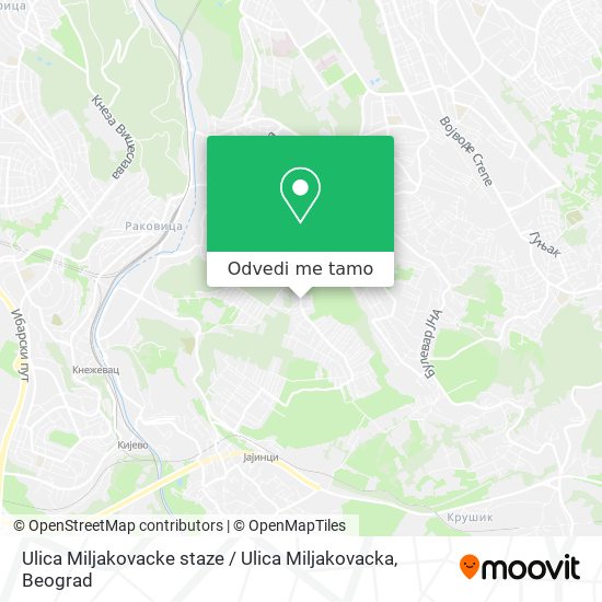 Ulica Miljakovacke staze / Ulica Miljakovacka mapa