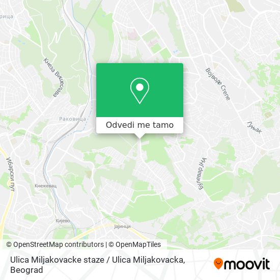 Ulica Miljakovacke staze / Ulica Miljakovacka mapa