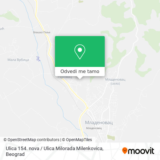 Ulica 154. nova / Ulica Milorada Milenkovica mapa