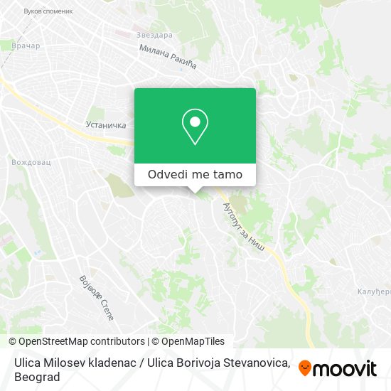 Ulica Milosev kladenac / Ulica Borivoja Stevanovica mapa