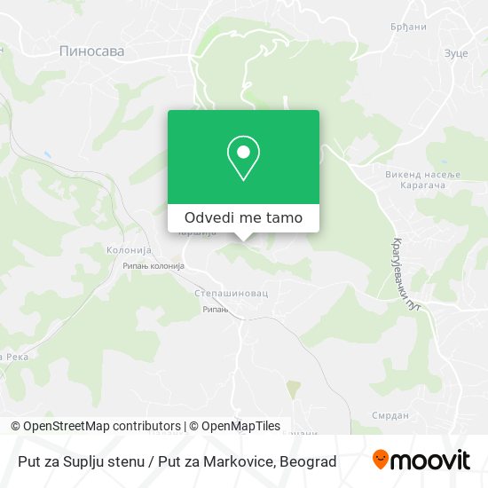 Put za Suplju stenu / Put za Markovice mapa