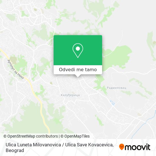 Ulica Luneta Milovanovica / Ulica Save Kovacevica mapa