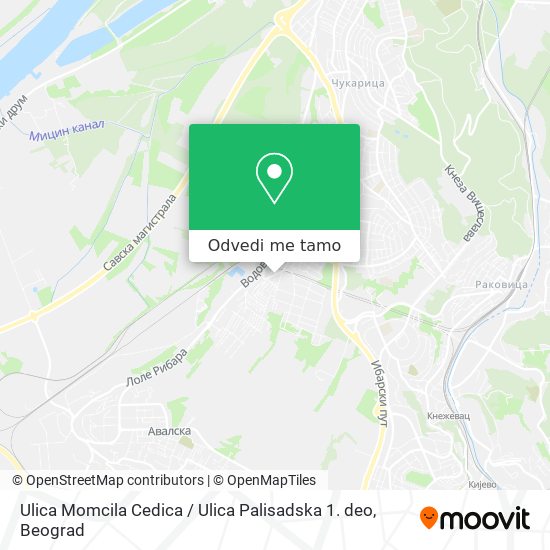 Ulica Momcila Cedica / Ulica Palisadska 1. deo mapa