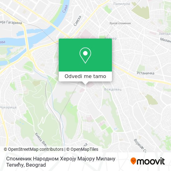 Споменик Народном Хероју Мајору Милану Тепићу mapa