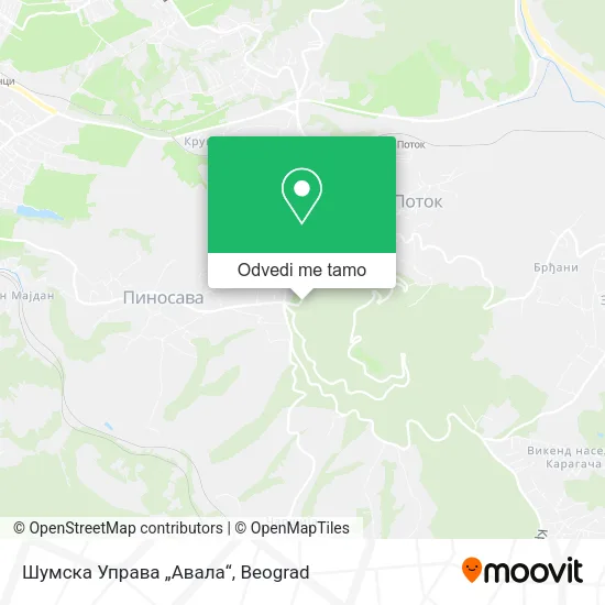 Шумска Управа „Авала“ mapa