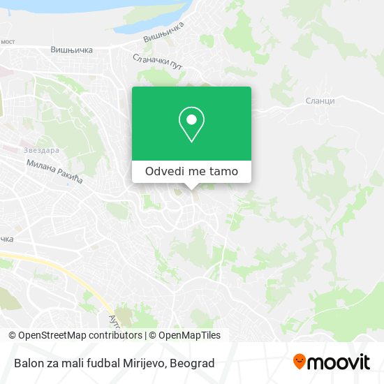 Balon za mali fudbal Mirijevo mapa