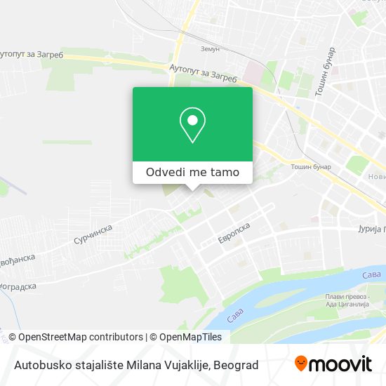 Autobusko stajalište Milana Vujaklije mapa