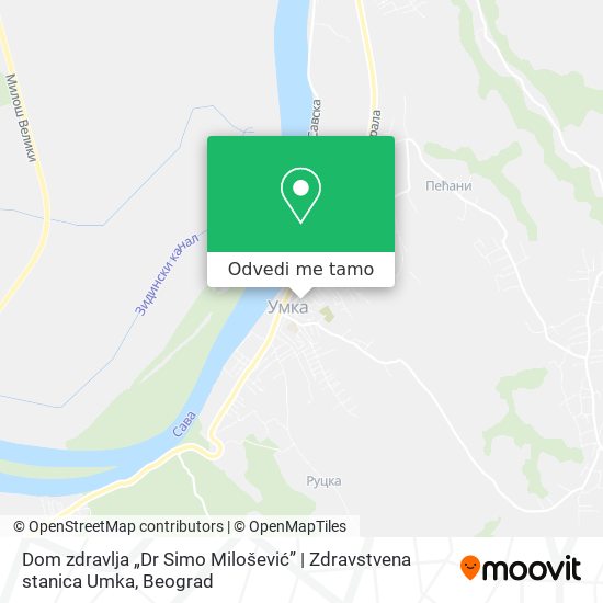 Dom zdravlja „Dr Simo Milošević” | Zdravstvena stanica Umka mapa