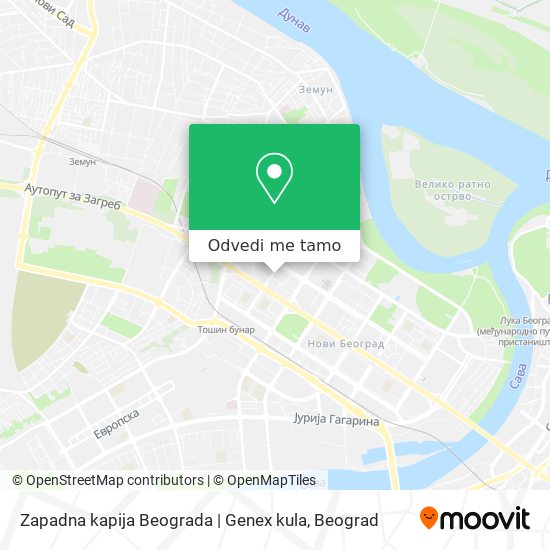 Zapadna kapija Beograda | Genex kula mapa