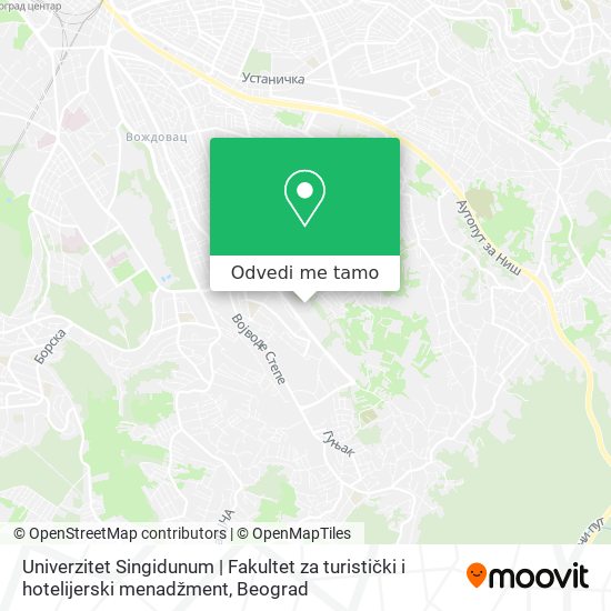 Univerzitet Singidunum | Fakultet za turistički i hotelijerski menadžment mapa