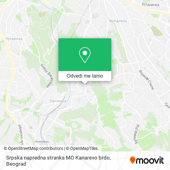 Srpska napredna stranka MO Kanarevo brdo mapa