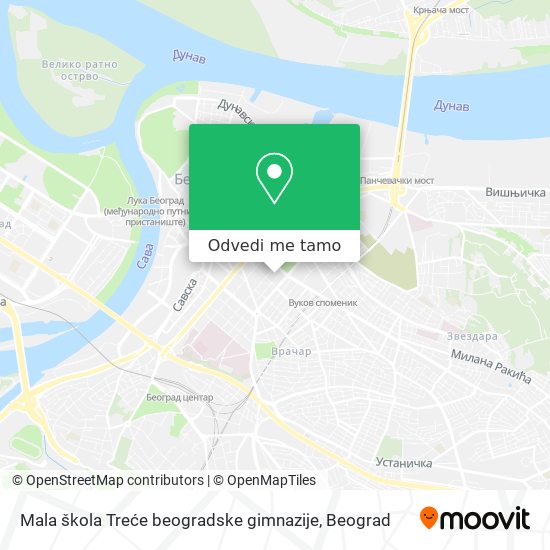 Mala škola Treće beogradske gimnazije mapa