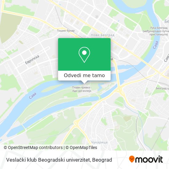 Veslački klub Beogradski univerzitet mapa