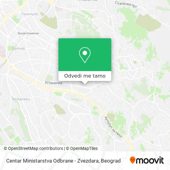 Centar Ministarstva Odbrane - Zvezdara mapa