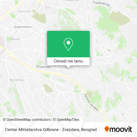 Centar Ministarstva Odbrane - Zvezdara mapa