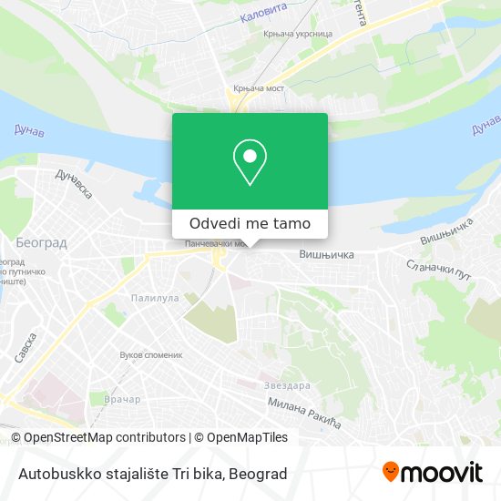 Autobuskko stajalište Tri bika mapa