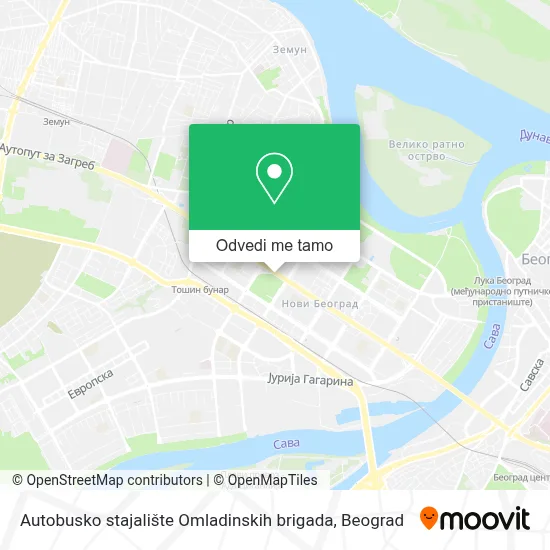 Autobusko stajalište Omladinskih brigada mapa