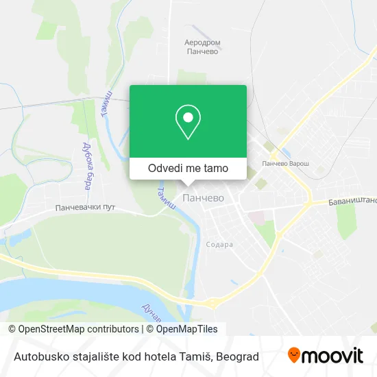 Autobusko stajalište kod hotela Tamiš mapa
