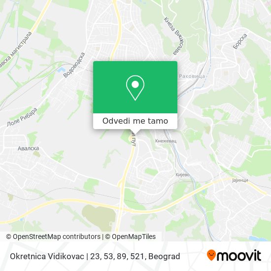 Okretnica Vidikovac | 23, 53, 89, 521 mapa