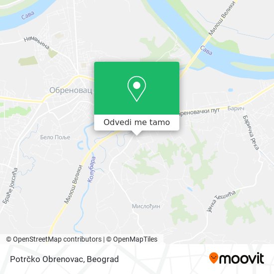 Potrčko Obrenovac mapa