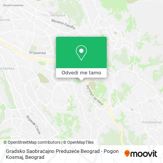 Gradsko Saobraćajno Preduzeće Beograd - Pogon Kosmaj mapa