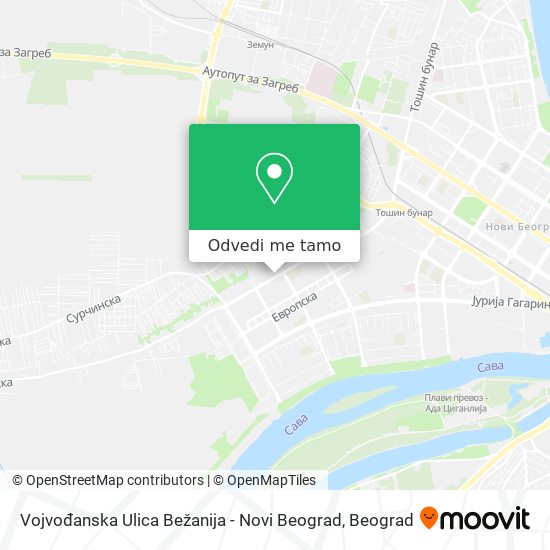 Vojvođanska Ulica Bežanija - Novi Beograd mapa
