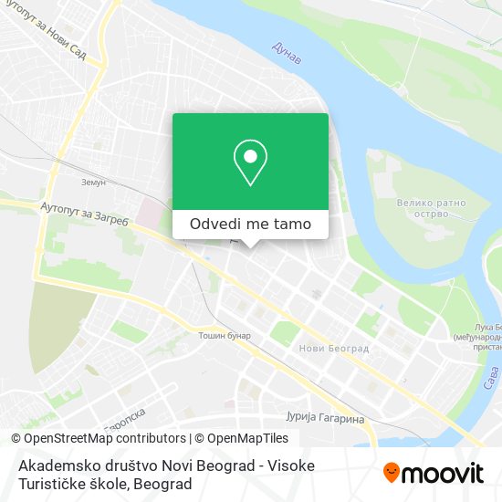 Akademsko društvo Novi Beograd - Visoke Turističke škole mapa