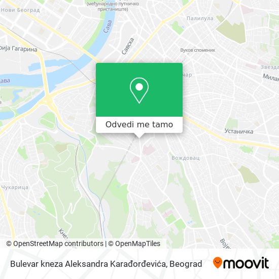 Bulevar kneza Aleksandra Karađorđevića mapa