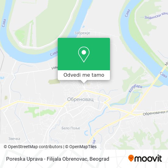 Poreska Uprava - Filijala Obrenovac mapa