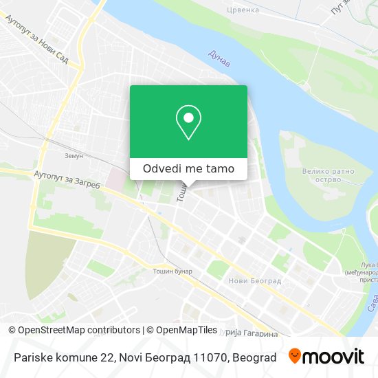 Pariske komune 22, Novi Београд 11070 mapa