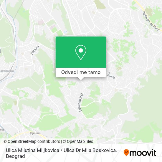 Ulica Milutina Miljkovica / Ulica Dr Mila Boskovica mapa